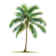Fototapeta premium Palm Tree Whispering in the Breeze on transparent PNG background.