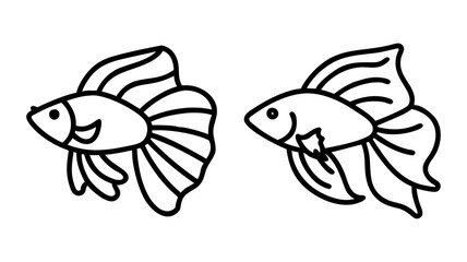 betta fish  icon, fish line art, fish vector  - simple black line art icon of betta fish  perfect for logos, and fish-themed designs.