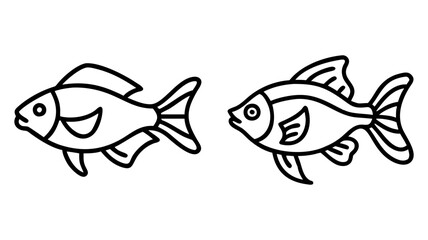 bolivian ram fish  icon, fish line art, fish vector  - simple black line art icon of bolivian ram fish  perfect for logos, and fish-themed designs.