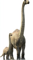 Obraz premium Two dinosaurs, one large and one smaller, depicted in a realistic style.