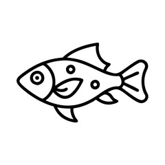celestial pearl danio fish icon, fish line art, fish vector  - simple black line art icon of celestial pearl danio fish perfect for logos, and fish-themed designs.