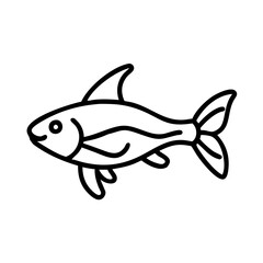 corydoras catfish icon, fish line art, fish vector  - simple black line art icon of corydoras catfish perfect for logos, and fish-themed designs.