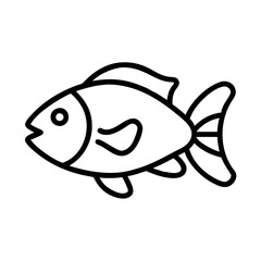 dwarf cichlid fish icon, fish line art, fish vector  - simple black line art icon of dwarf cichlid fish perfect for logos, and fish-themed designs.