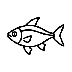 ember tetra fish icon, fish line art, fish vector  - simple black line art icon of ember tetra fish perfect for logos, and fish-themed designs.
