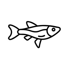 endler s livebearer fish icon, fish line art, fish vector  - simple black line art icon of endler s livebearer fish perfect for logos, and fish-themed designs.