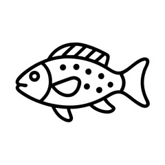 firemouth cichlid fish icon, fish line art, fish vector  - simple black line art icon of firemouth cichlid fish perfect for logos, and fish-themed designs.