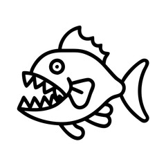 green terror fish icon, fish line art, fish vector  - simple black line art icon of green terror fish perfect for logos, and fish-themed designs.