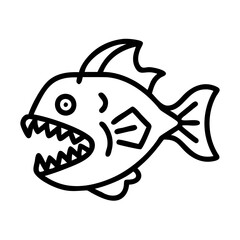 green terror fish icon, fish line art, fish vector  - simple black line art icon of green terror fish perfect for logos, and fish-themed designs.