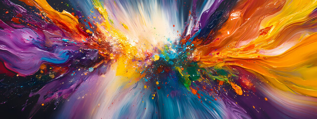 Explosive burst of rainbow colors