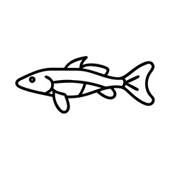 kuhli loach fish icon, fish line art, fish vector  - simple black line art icon of kuhli loach fish perfect for logos, and fish-themed designs.