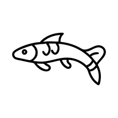 kuhli loach fish icon, fish line art, fish vector  - simple black line art icon of kuhli loach fish perfect for logos, and fish-themed designs.