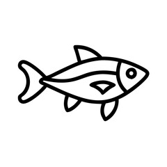 neon tetra fish icon, fish line art, fish vector  - simple black line art icon of neon tetra fish perfect for logos, and fish-themed designs.