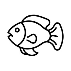 oscar fish icon, fish line art, fish vector  - simple black line art icon of oscar fish perfect for logos, and fish-themed designs.