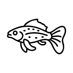 plecostomus fish icon, fish line art, fish vector  - simple black line art icon of plecostomus fish perfect for logos, and fish-themed designs.