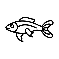 siamese algae eater fish icon, fish line art, fish vector  - simple black line art icon of siamese algae eater fish perfect for logos, and fish-themed designs.