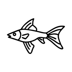 swordtail fish icon, fish line art, fish vector  - simple black line art icon of swordtail fish perfect for logos, and fish-themed designs.