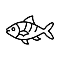tiger barb fish icon, fish line art, fish vector  - simple black line art icon of tiger barb fish perfect for logos, and fish-themed designs.