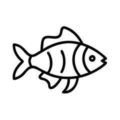 tiger barb fish icon, fish line art, fish vector  - simple black line art icon of tiger barb fish perfect for logos, and fish-themed designs.