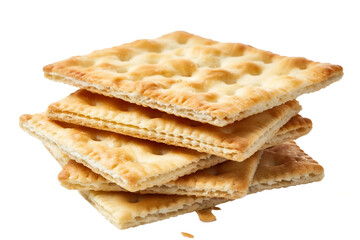 Fototapeta premium Healthy Saltine Cracker Made with Whole Grain Ingredients Isolated on Transparent Background