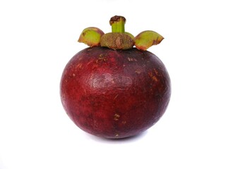 Purple Mangosteens isolated on white background, Fresh highest variety Mangosteens on White Background With clipping path.