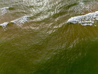 Sea waves of the Baltic sea, view from above, background