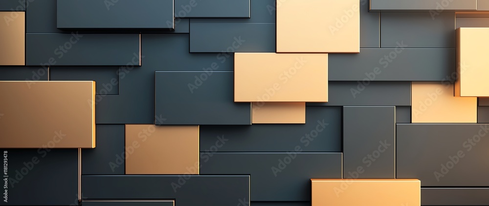 Aufkleber an abstract composition featuring layered geometric shapes in a modern palette of dark and metallic 