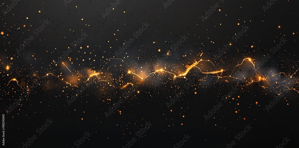 Aufkleber a stunning visual of luminous gold particles against a dark backdrop, creating a mesmerizing effect.