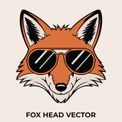 fox wearing sunglasses and smiling mascot, sticker and t-shirt print design, logo vector illustration