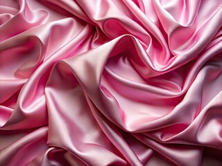 Fototapeta premium Luxurious pink silk, delicately draped, showcasing soft light on its elegant, wrinkled texture.