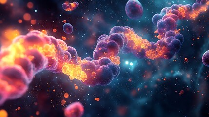 Obraz premium Educational Illustration of Protein Synthesis with Ribosomes and mRNA
