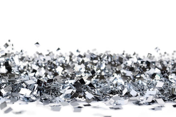 Bright Silver Confetti for a Glamorous Touch Isolated on Transparent Background