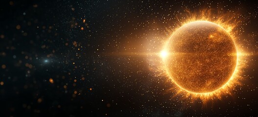 Obraz premium A captivating image of a glowing sun surrounded by cosmic dust, showcasing the beauty of the universe and the mysteries of space. Ideal for scientific or educational projects.