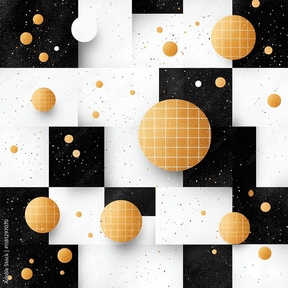 Poster abstract geometric pattern featuring circles in a monochromatic color palette. the design blends bla