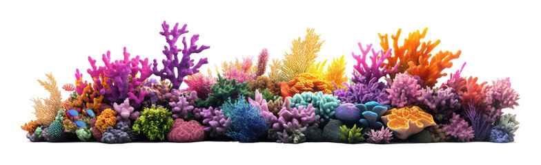 Set of coral reefs cut out isolated on white background.  © Pangestu