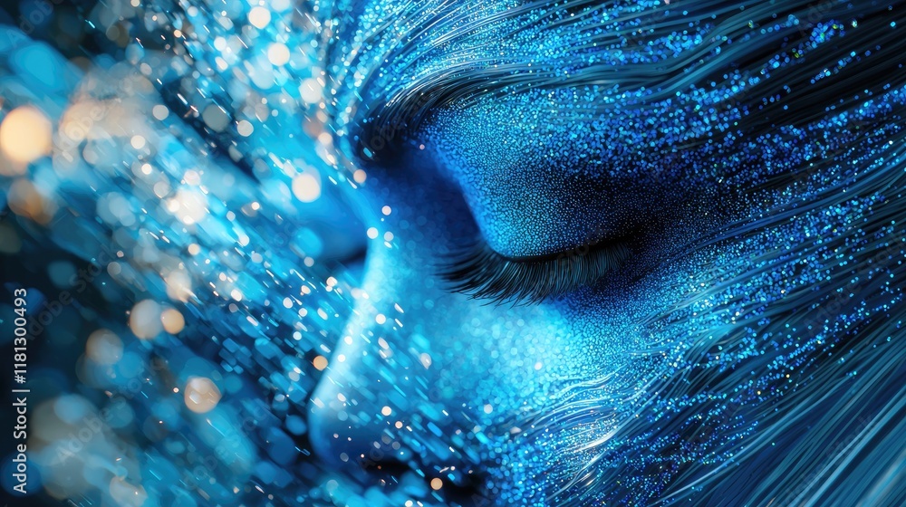 Poster explore a mesmerizing abstract digital background featuring vibrant blue and cyan connections, ideal