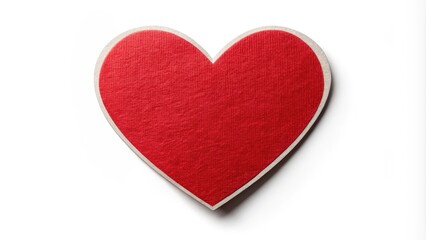 Fototapeta premium A red heart shape sticker isolated on a white background with subtle texture and slight gradient effect, heart shape, isolation