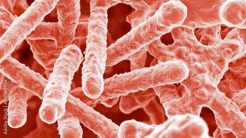 Aufkleber microbial structure with detailed close-up of bacteria and cells
