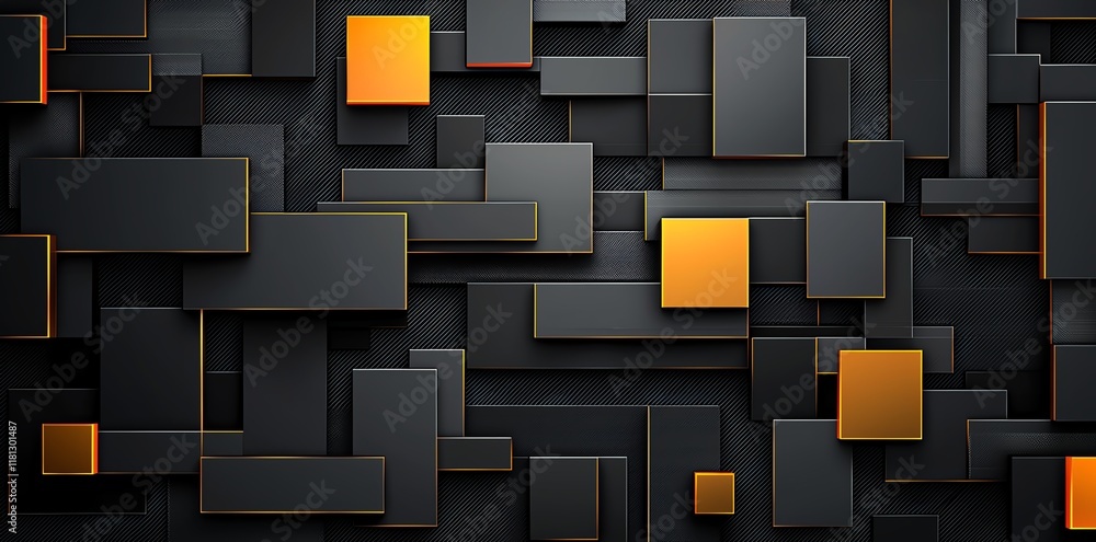 Aufkleber a modern abstract composition featuring a dynamic arrangement of black and orange geometric shapes c