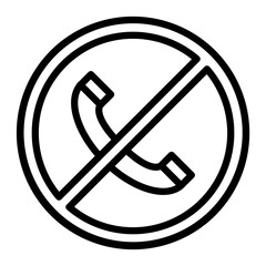 No Call Vector Line Icon Design