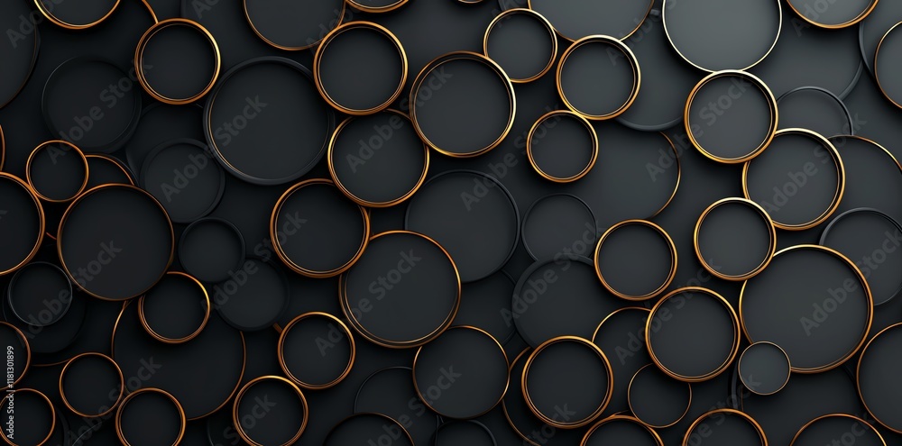 Poster an artistic composition featuring a multitude of circular shapes in varying sizes and hues, creating