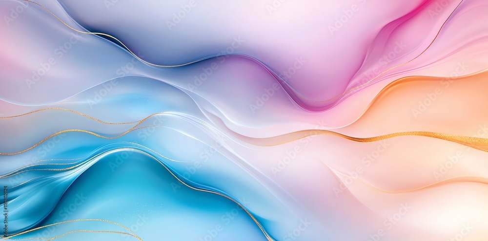 Poster a vibrant, abstract background showcasing smooth, flowing waves of pastel colors. this design elemen