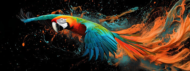Exotic Macaw in a Kaleidoscope of Colors