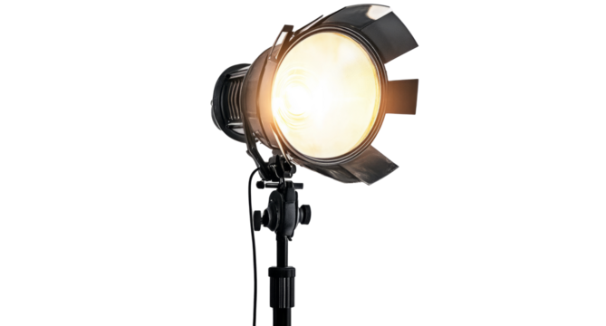Glowing studio strobe light transparent background - Powered by Adobe