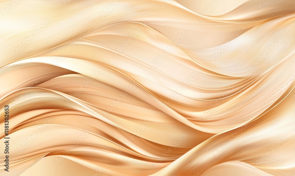Poster a smooth and elegant wave pattern in soft beige tones. this abstract design evokes a sense of sereni