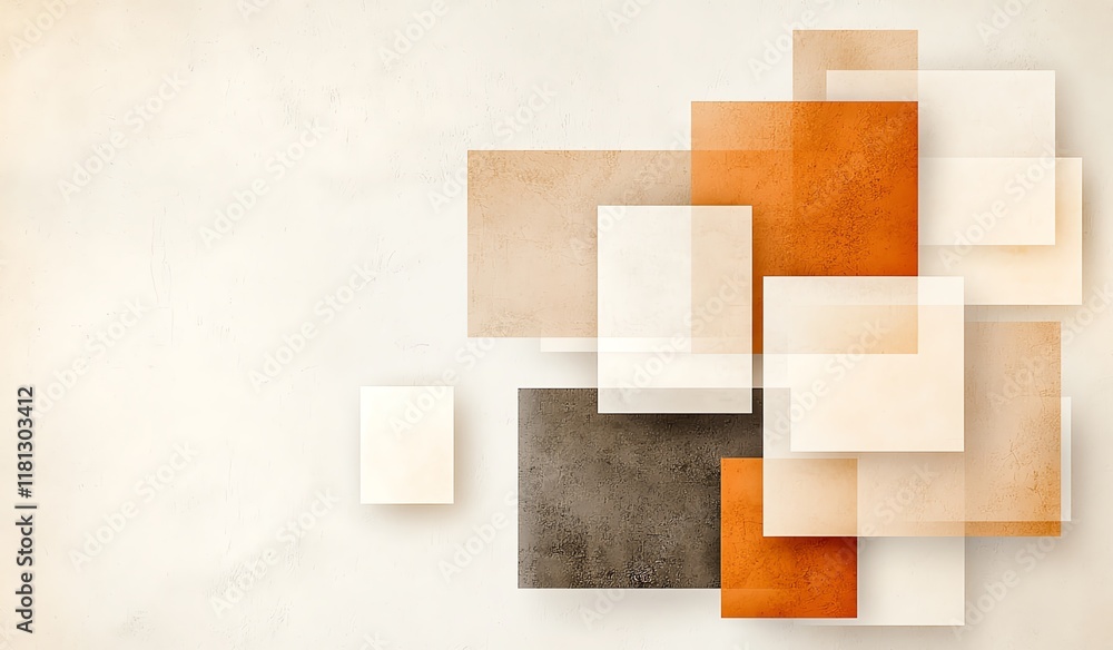 Poster a creative composition of overlapping geometric shapes in warm colors. this abstract design features