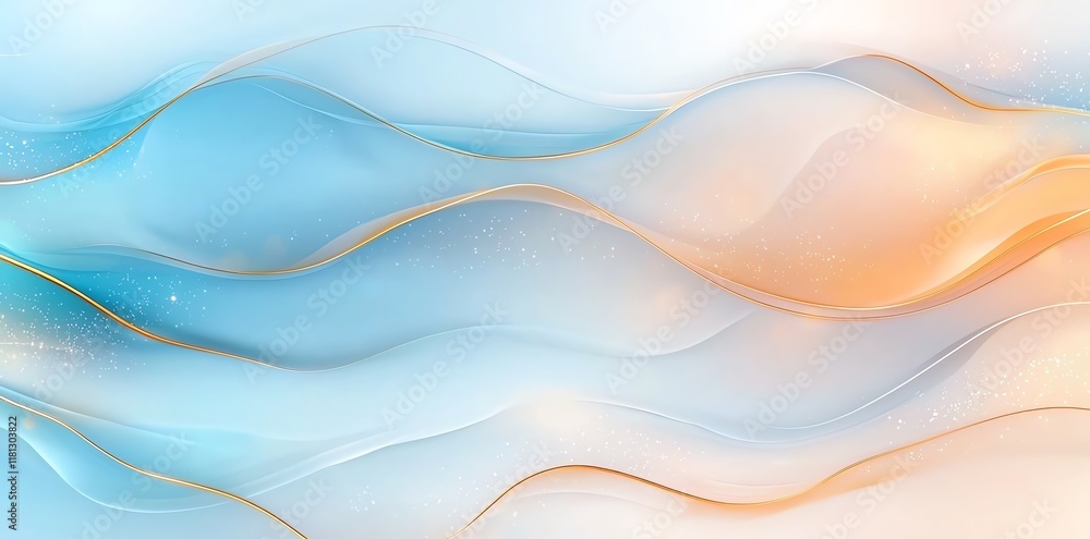 Poster an abstract background featuring smooth, flowing shapes in soft blue and orange hues. this image evo