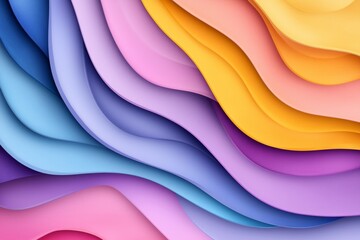 Abstract Colorful Wave Pattern Background Pastel Hues Smooth Curves Layered Design