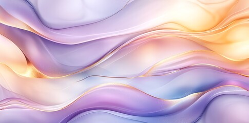 Obraz premium A mesmerizing abstract background featuring soft, flowing waves in shades of purple, pink, and orange. Ideal for creative projects, designs, or digital art inspirations.