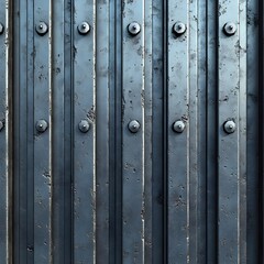 Fototapeta premium A seamless texture of a steel fence with evenly spaced vertical bars. 
