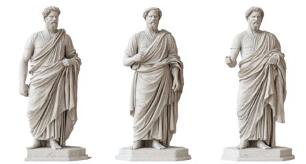 marble statue philosophers isolated on transparent background